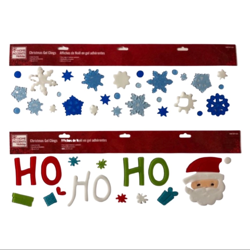 2 Christmas Gel Clings- Reusable & Washable! Brand-New